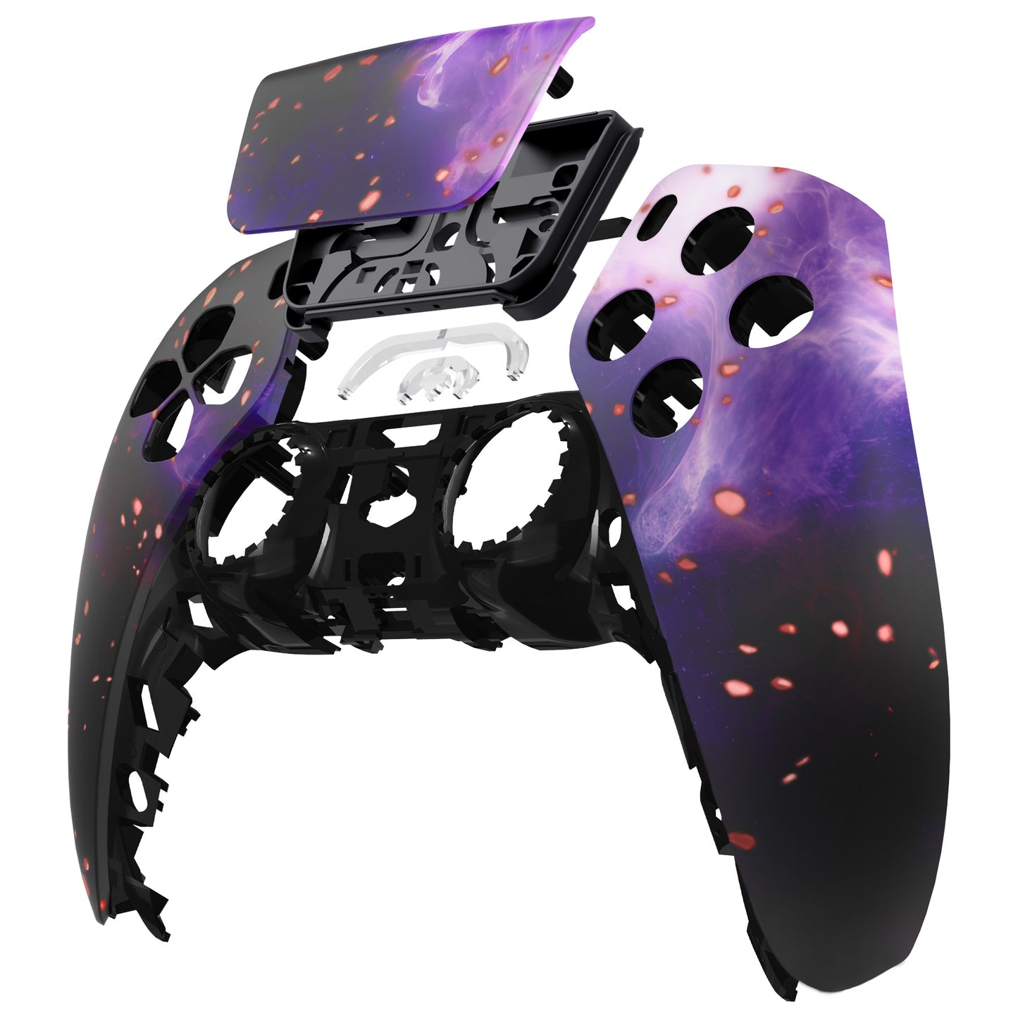 eXtremeRate PS5コントローラーBDM-010/020/030/040/050対応交換対応用フロントハウジングシェル＆タッチパッド【蓄光仕様 ダークマター風】