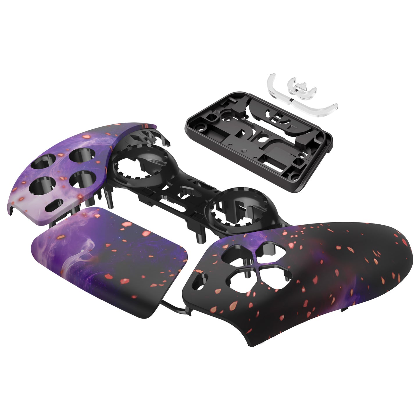 eXtremeRate PS5コントローラーBDM-010/020/030/040/050対応交換対応用フロントハウジングシェル＆タッチパッド【蓄光仕様 ダークマター風】