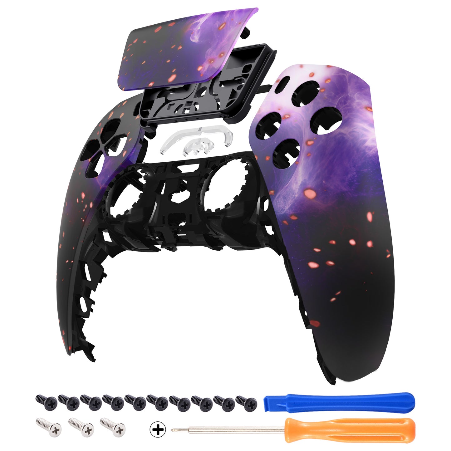 eXtremeRate PS5コントローラーBDM-010/020/030/040/050対応交換対応用フロントハウジングシェル＆タッチパッド【蓄光仕様 ダークマター風】