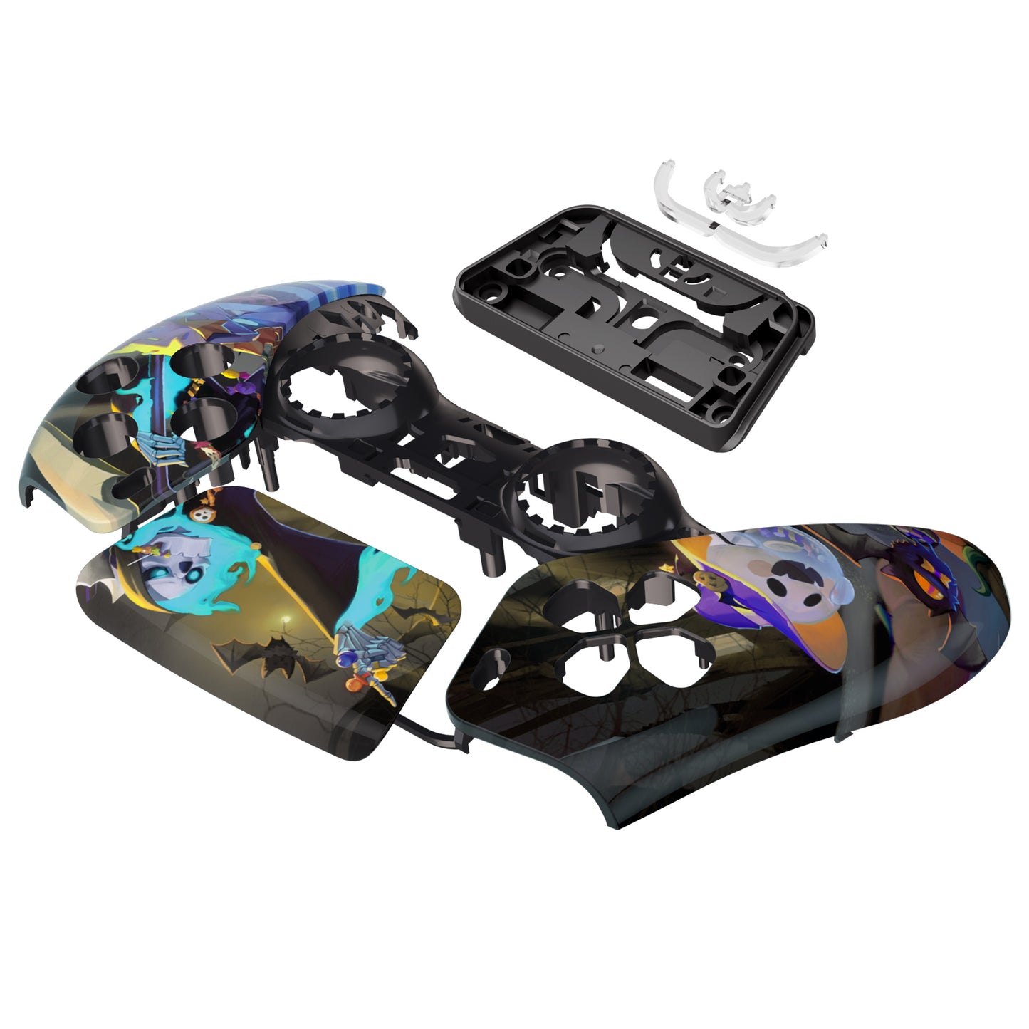 eXtremeRate PS5コントローラーBDM-010/020/030/040/050対応交換対応用フロントハウジングシェル＆タッチパッド【暗闇で光る - ハロウィンキャンディナイト】