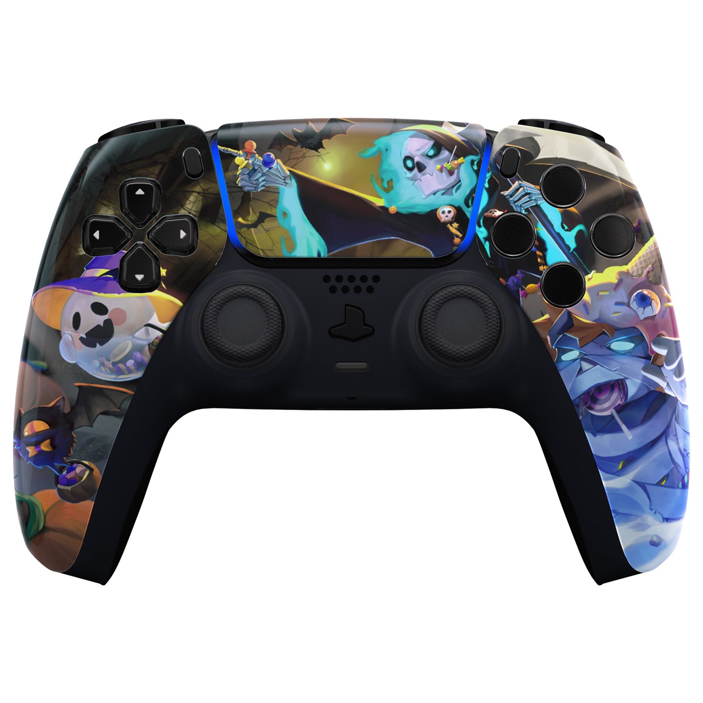 eXtremeRate PS5コントローラーBDM-010/020/030/040/050対応交換対応用フロントハウジングシェル＆タッチパッド【暗闇で光る - ハロウィンキャンディナイト】