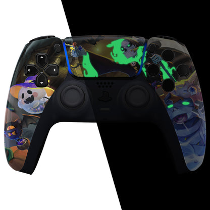 eXtremeRate PS5コントローラーBDM-010/020/030/040/050対応交換対応用フロントハウジングシェル＆タッチパッド【暗闇で光る - ハロウィンキャンディナイト】