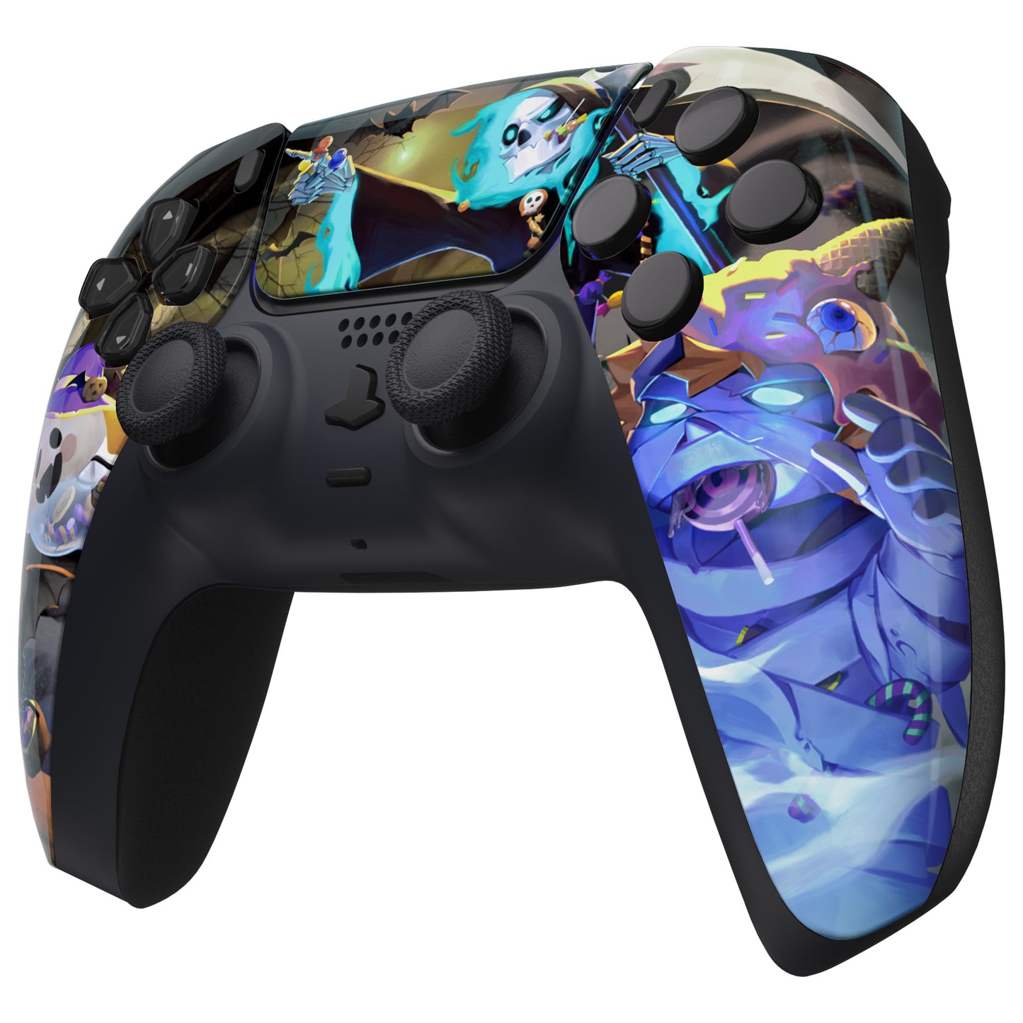 eXtremeRate PS5コントローラーBDM-010/020/030/040/050対応交換対応用フロントハウジングシェル＆タッチパッド【暗闇で光る - ハロウィンキャンディナイト】