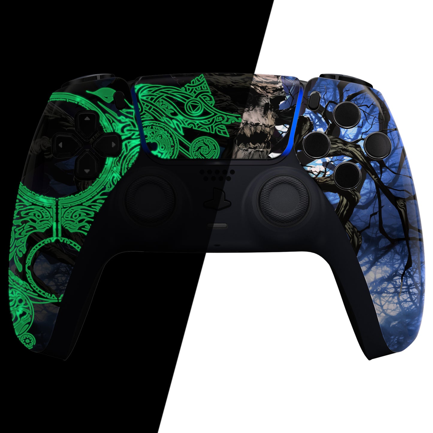 eXtremeRate PS5コントローラーBDM-010/020/030/040/050対応交換対応用フロントハウジングシェル＆タッチパッド【暗闇で光る-大地の主の目覚め】