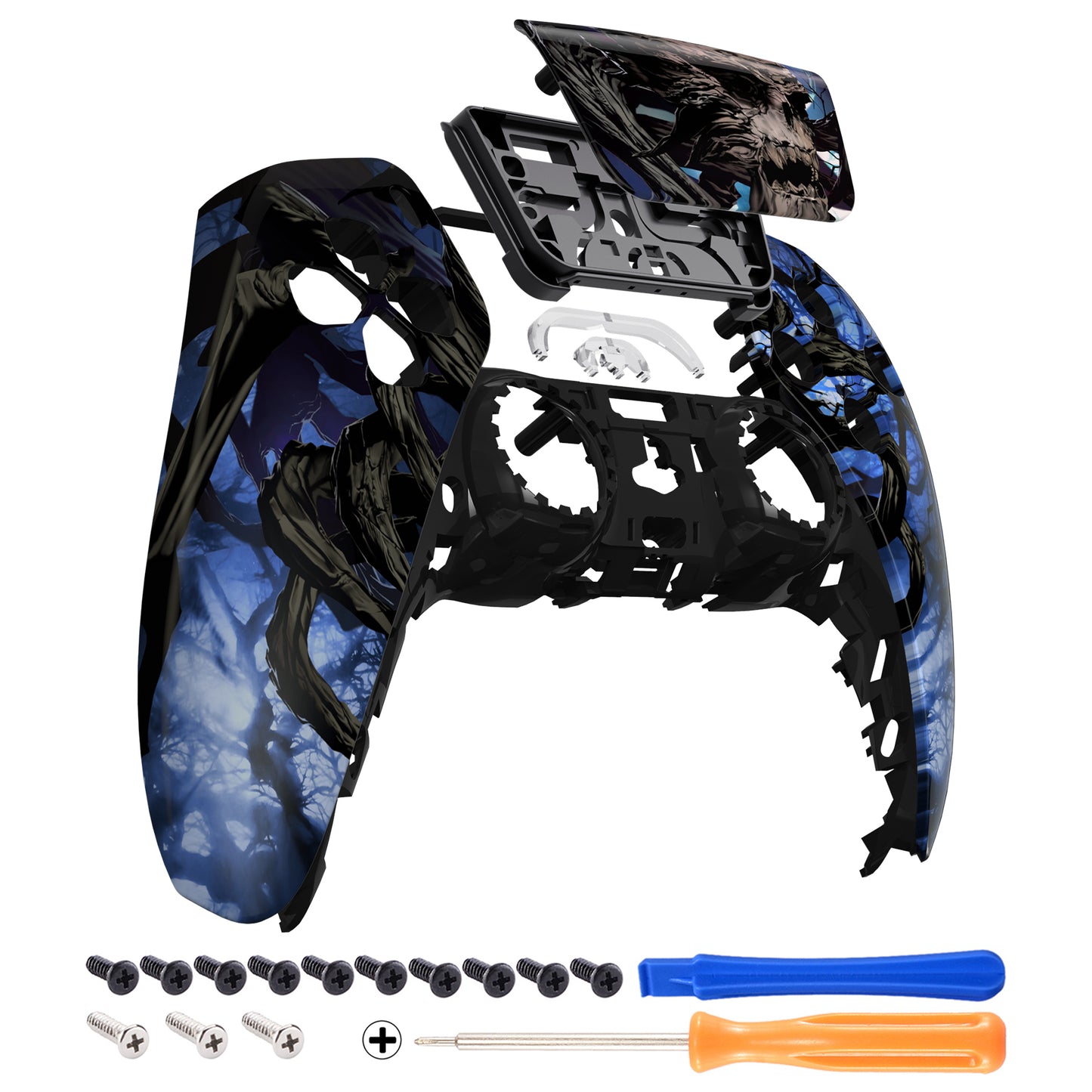 eXtremeRate PS5コントローラーBDM-010/020/030/040/050対応交換対応用フロントハウジングシェル＆タッチパッド【暗闇で光る-大地の主の目覚め】