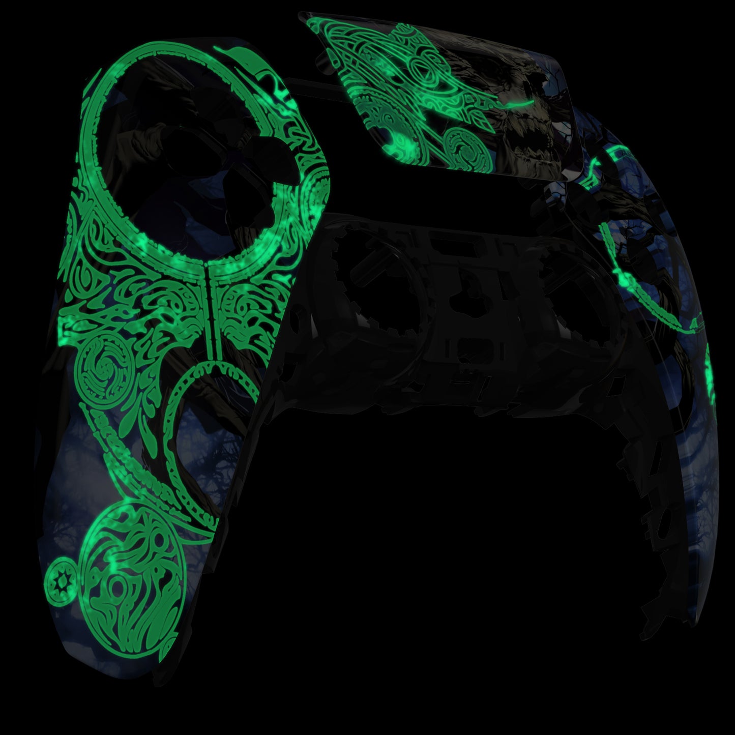 eXtremeRate PS5コントローラーBDM-010/020/030/040/050対応交換対応用フロントハウジングシェル＆タッチパッド【暗闇で光る-大地の主の目覚め】