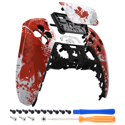 eXtremeRate PS5コントローラーBDM-010/020/030/040/050対応交換対応用フロントハウジングシェル＆タッチパッド【カナダ国旗傷油絵】