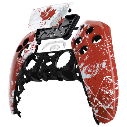 eXtremeRate PS5コントローラーBDM-010/020/030/040/050対応交換対応用フロントハウジングシェル＆タッチパッド【カナダ国旗傷油絵】