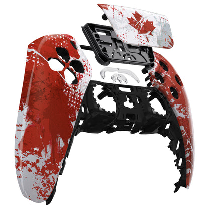 eXtremeRate PS5コントローラーBDM-010/020/030/040/050対応交換対応用フロントハウジングシェル＆タッチパッド【カナダ国旗傷油絵】
