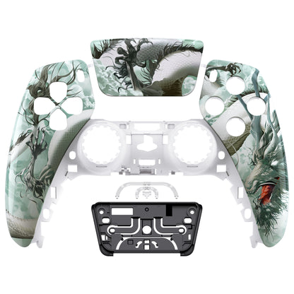 eXtremeRate PS5コントローラーBDM-010/020/030/040/050対応交換対応用フロントハウジングシェル＆タッチパッド【翡翠竜-雲上の主君】