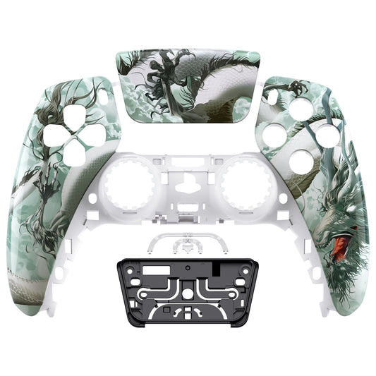 eXtremeRate PS5コントローラーBDM-010/020/030/040/050対応交換対応用フロントハウジングシェル＆タッチパッド【翡翠竜-雲上の主君】