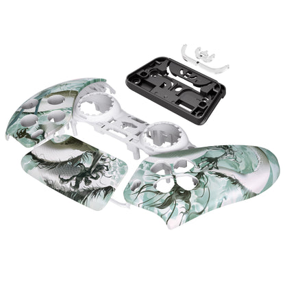 eXtremeRate PS5コントローラーBDM-010/020/030/040/050対応交換対応用フロントハウジングシェル＆タッチパッド【翡翠竜-雲上の主君】