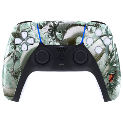 eXtremeRate PS5コントローラーBDM-010/020/030/040/050対応交換対応用フロントハウジングシェル＆タッチパッド【翡翠竜-雲上の主君】