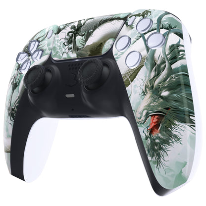 eXtremeRate PS5コントローラーBDM-010/020/030/040/050対応交換対応用フロントハウジングシェル＆タッチパッド【翡翠竜-雲上の主君】