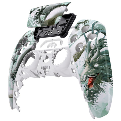 eXtremeRate PS5コントローラーBDM-010/020/030/040/050対応交換対応用フロントハウジングシェル＆タッチパッド【翡翠竜-雲上の主君】