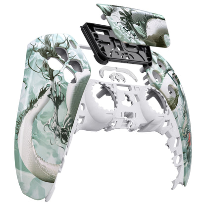 eXtremeRate PS5コントローラーBDM-010/020/030/040/050対応交換対応用フロントハウジングシェル＆タッチパッド【翡翠竜-雲上の主君】