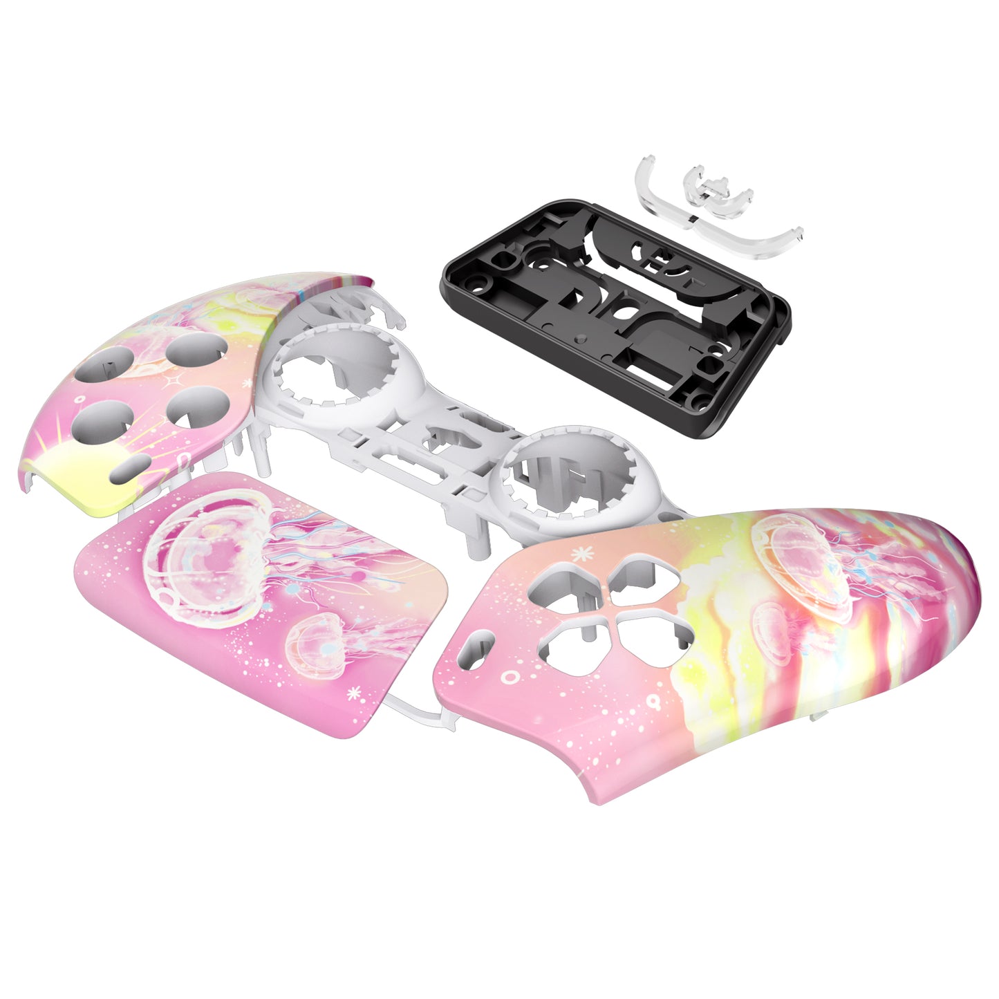 eXtremeRate PS5コントローラーBDM-010/020/030/040/050対応交換対応用フロントハウジングシェル＆タッチパッド【ピンキークラゲ天国】