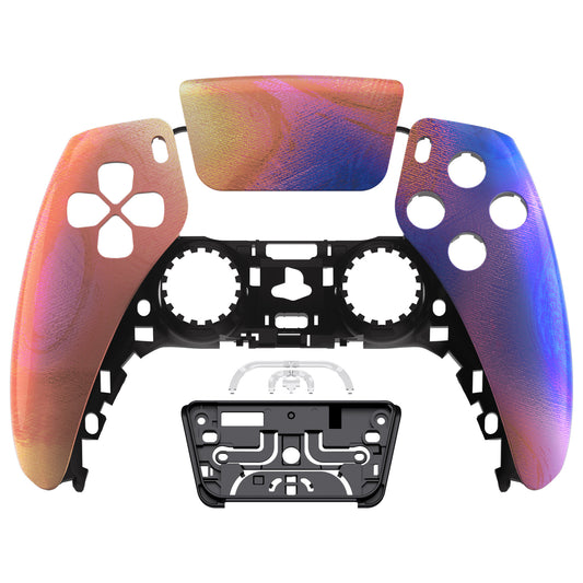 eXtremeRate PS5コントローラーBDM-010/020/030/040/050対応交換対応用フロントハウジングシェル＆タッチパッド【パープルレッドスワール】