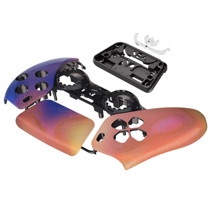 eXtremeRate PS5コントローラーBDM-010/020/030/040/050対応交換対応用フロントハウジングシェル＆タッチパッド【パープルレッドスワール】