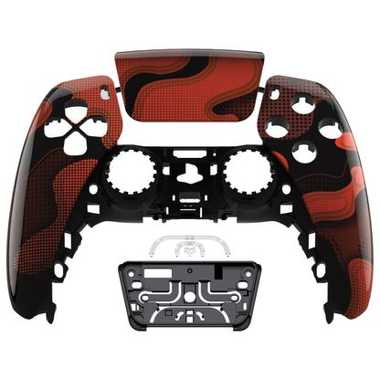 eXtremeRate PS5コントローラーBDM-010/020/030/040/050対応交換対応用フロントハウジングシェル＆タッチパッド【赤黒迷彩】