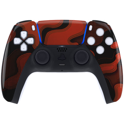 eXtremeRate PS5コントローラーBDM-010/020/030/040/050対応交換対応用フロントハウジングシェル＆タッチパッド【赤黒迷彩】