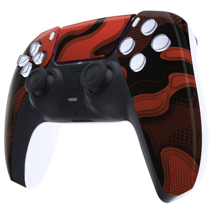 eXtremeRate PS5コントローラーBDM-010/020/030/040/050対応交換対応用フロントハウジングシェル＆タッチパッド【赤黒迷彩】