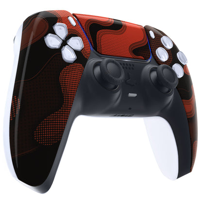 eXtremeRate PS5コントローラーBDM-010/020/030/040/050対応交換対応用フロントハウジングシェル＆タッチパッド【赤黒迷彩】