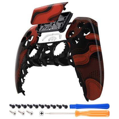 eXtremeRate PS5コントローラーBDM-010/020/030/040/050対応交換対応用フロントハウジングシェル＆タッチパッド【赤黒迷彩】