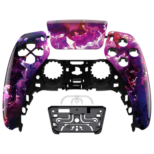 eXtremeRate PS5コントローラーBDM-010/020/030/040/050対応交換対応用フロントハウジングシェル＆タッチパッド【シュールな溶岩パタン】
