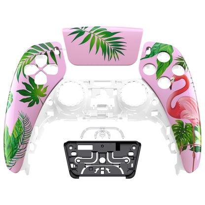 eXtremeRate PS5コントローラーBDM-010/020/030/040/050対応交換対応用フロントハウジングシェル＆タッチパッド【南国のフラミンゴ】