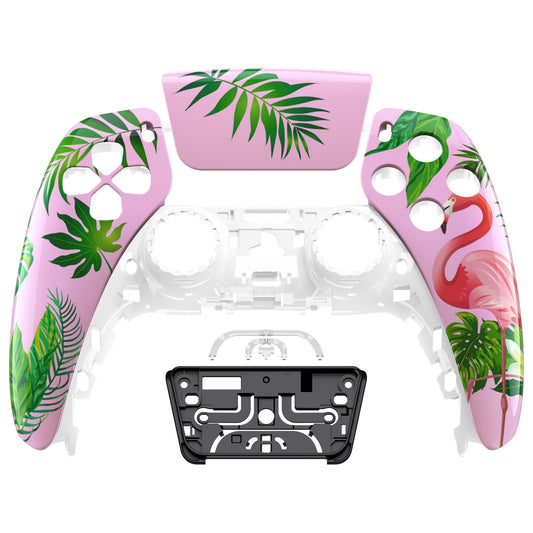 eXtremeRate PS5コントローラーBDM-010/020/030/040/050対応交換対応用フロントハウジングシェル＆タッチパッド【南国のフラミンゴ】