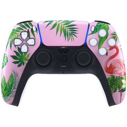 eXtremeRate PS5コントローラーBDM-010/020/030/040/050対応交換対応用フロントハウジングシェル＆タッチパッド【南国のフラミンゴ】