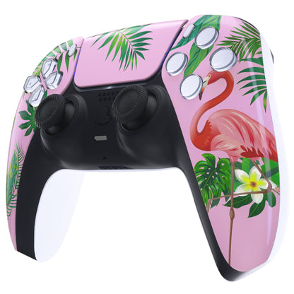 eXtremeRate PS5コントローラーBDM-010/020/030/040/050対応交換対応用フロントハウジングシェル＆タッチパッド【南国のフラミンゴ】