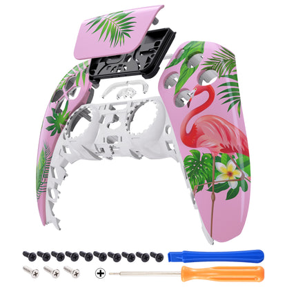 eXtremeRate PS5コントローラーBDM-010/020/030/040/050対応交換対応用フロントハウジングシェル＆タッチパッド【南国のフラミンゴ】