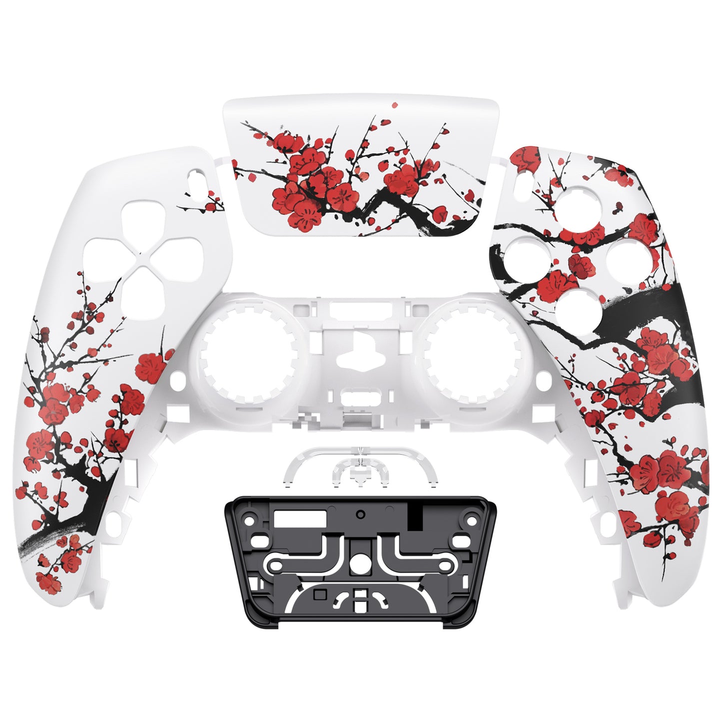eXtremeRate PS5コントローラーBDM-010/020/030/040/050対応交換対応用フロントハウジングシェル＆タッチパッド【冬の梅】