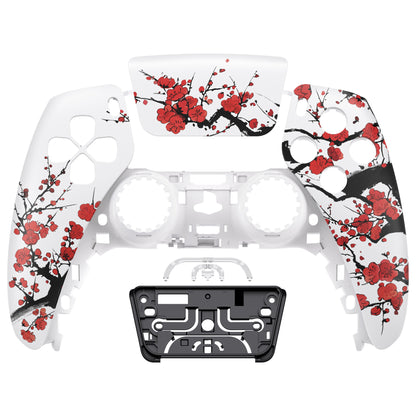 eXtremeRate PS5コントローラーBDM-010/020/030/040/050対応交換対応用フロントハウジングシェル＆タッチパッド【冬の梅】