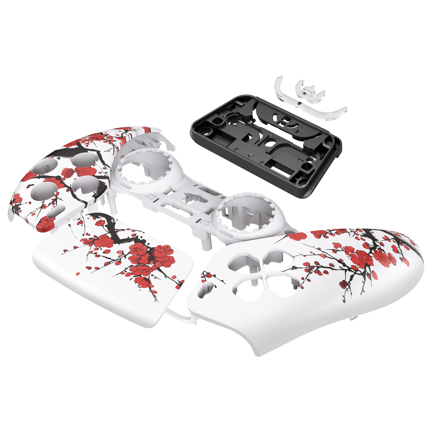 eXtremeRate PS5コントローラーBDM-010/020/030/040/050対応交換対応用フロントハウジングシェル＆タッチパッド【冬の梅】