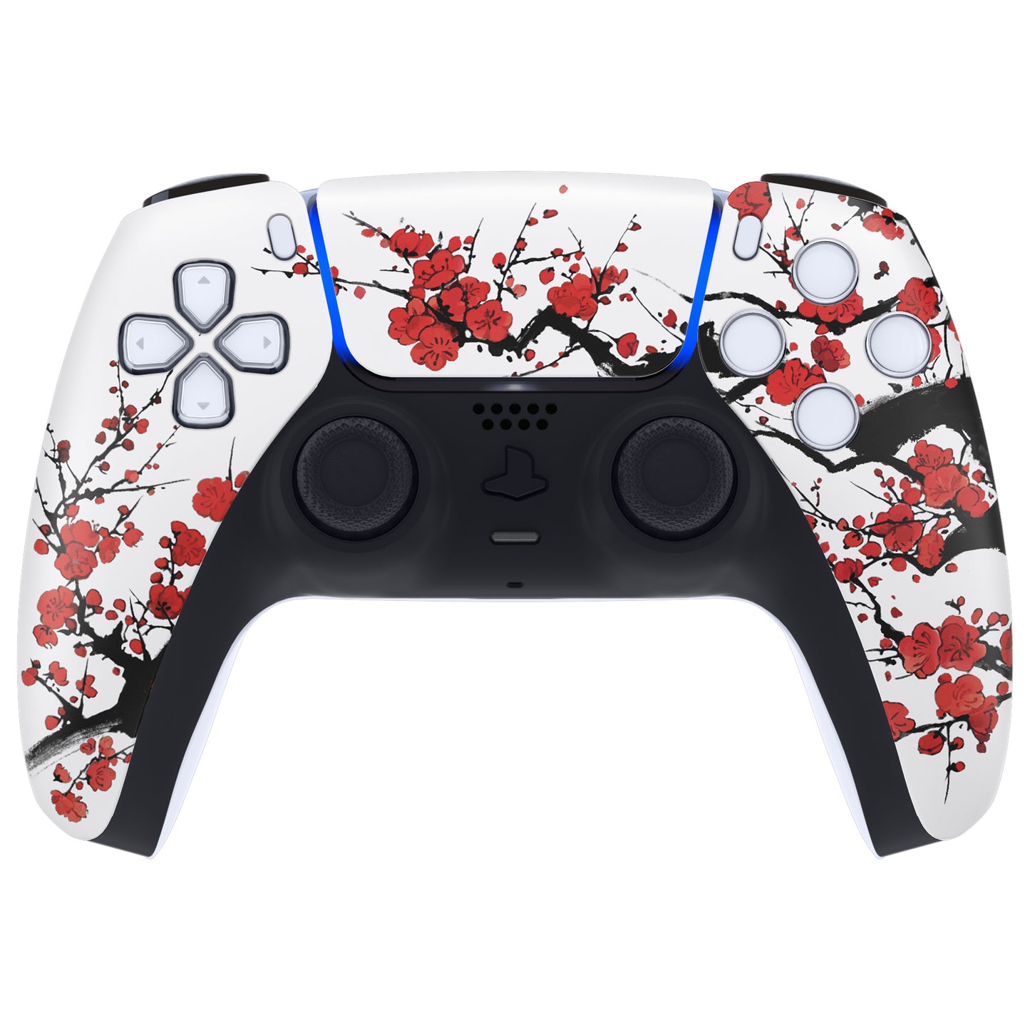 eXtremeRate PS5コントローラーBDM-010/020/030/040/050対応交換対応用フロントハウジングシェル＆タッチパッド【冬の梅】