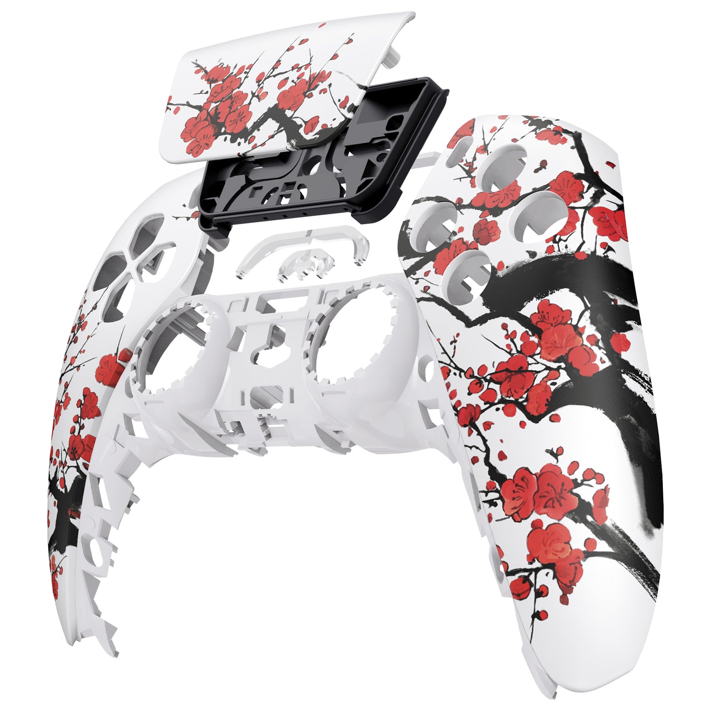 eXtremeRate PS5コントローラーBDM-010/020/030/040/050対応交換対応用フロントハウジングシェル＆タッチパッド【冬の梅】