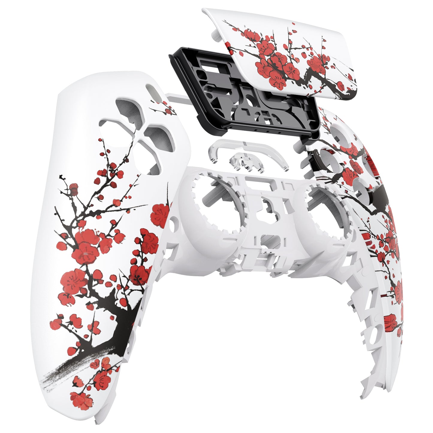 eXtremeRate PS5コントローラーBDM-010/020/030/040/050対応交換対応用フロントハウジングシェル＆タッチパッド【冬の梅】