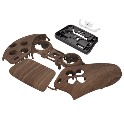eXtremeRate PS5コントローラーBDM-010/020/030/040/050対応交換対応用フロントハウジングシェル＆タッチパッド【木目調デザイン】