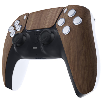 eXtremeRate PS5コントローラーBDM-010/020/030/040/050対応交換対応用フロントハウジングシェル＆タッチパッド【木目調デザイン】