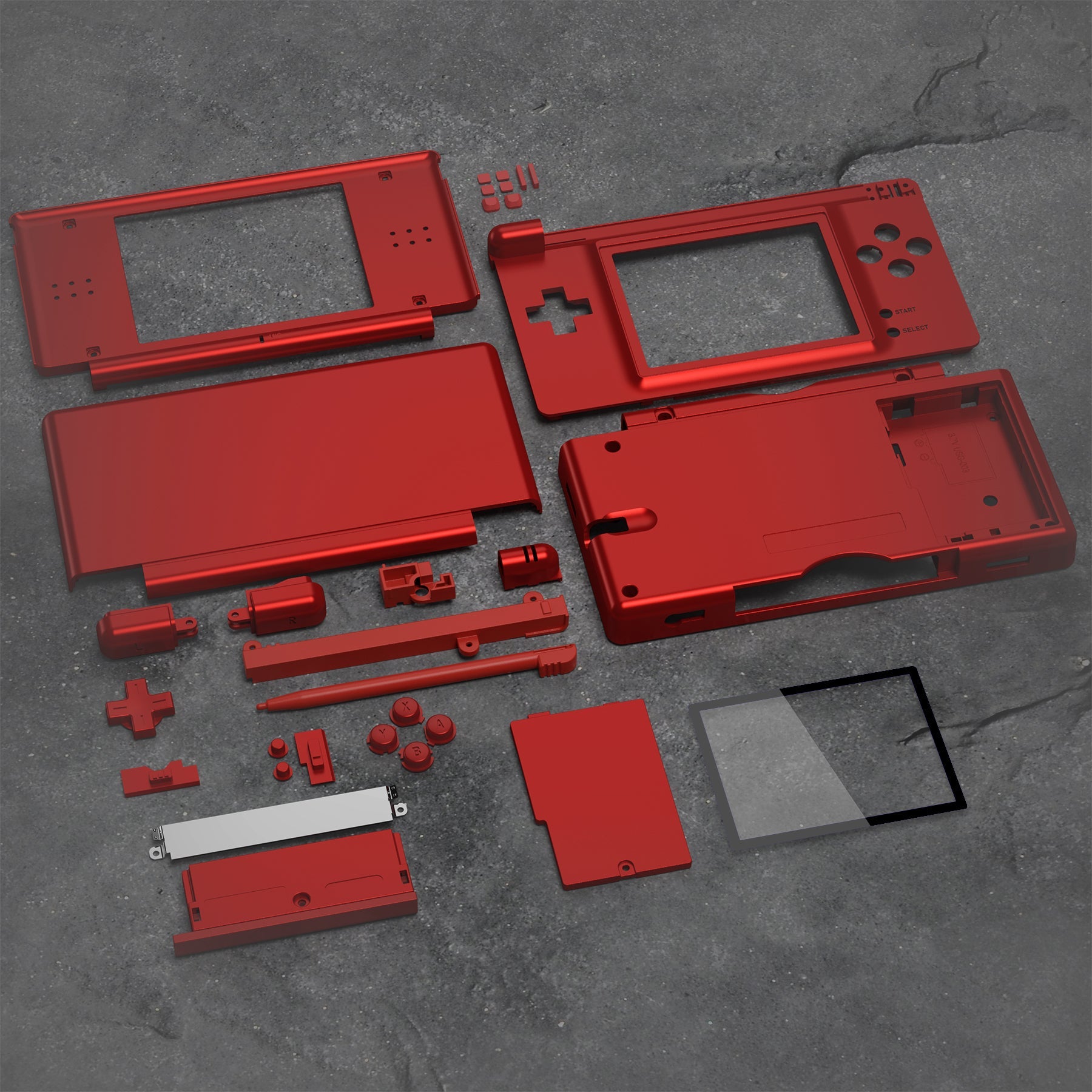 eXtremeRate Replacement Full Housing Shell & Buttons with Screen Lens for Nintendo DS Lite NDSL - Scarlet Red eXtremeRate