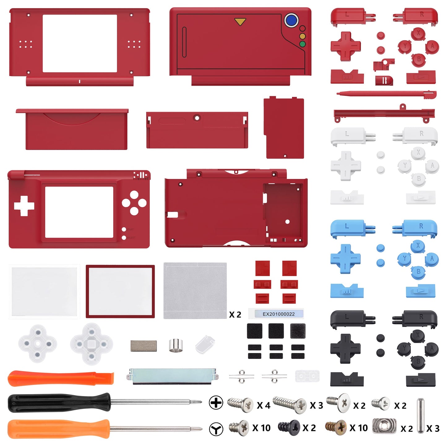 eXtremeRate Replacement Full Housing Shell & Buttons with Screen Lens for Nintendo DS Lite NDSL - Monster Index Console Style eXtremeRate