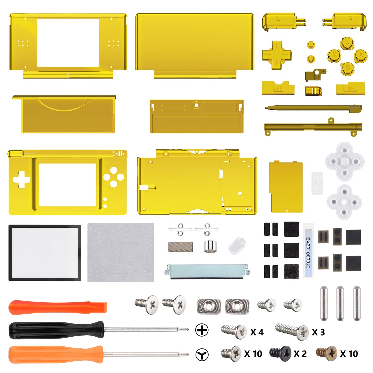 eXtremeRate Replacement Full Housing Shell & Buttons with Screen Lens for Nintendo DS Lite NDSL - Chrome Gold eXtremeRate