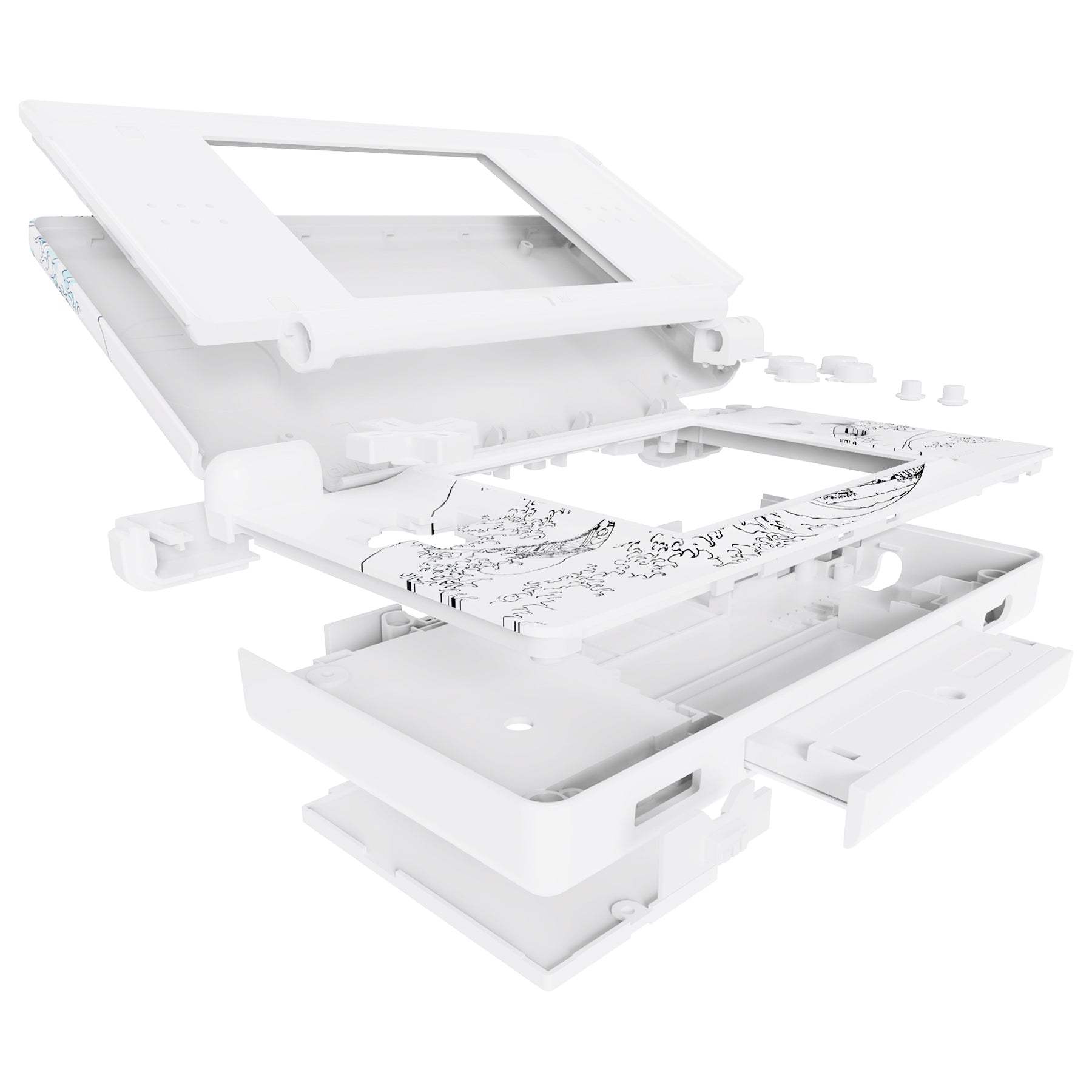 eXtremeRate Replacement Full Housing Shell & Buttons with Screen Lens for Nintendo DS Lite NDSL - The Great Wave eXtremeRate