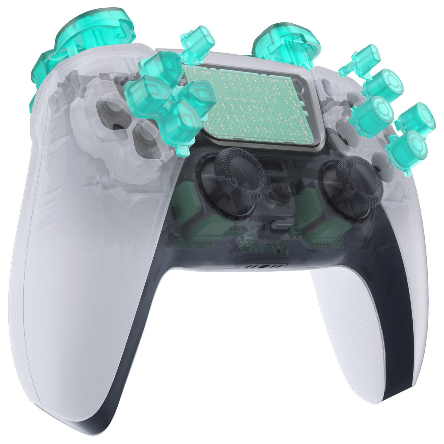 eXtremeRate PS5コントローラーBDM-010/020対応交換対応用フルセットボタン【エメラルドグリーン】
