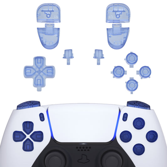 eXtremeRate PS5コントローラーBDM-030/040/050対応交換対応用フルセットボタン【クリアライトブルー】