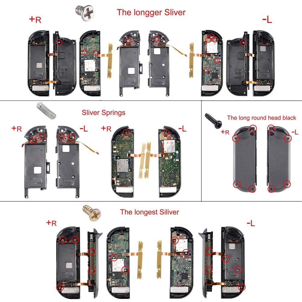 eXtremeRate NS Switch Joy-Con Replacement Buttons (Full Set) [Chrome Red Glossy]