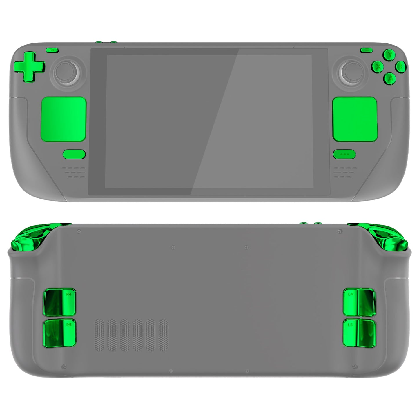 eXtremeRate Replacement Full Set Buttons for Steam Deck LCD - Chrome Green eXtremeRate